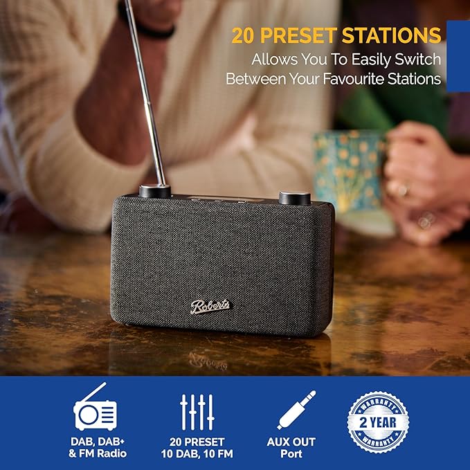 Roberts PLAY11 FM/DAB/DAB+ Digital Portable Radio, Black