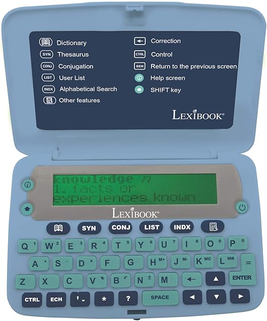 LEXIBOOK, The Collins English Dictionary, Definitions, Thesaurus, Grammar, Phonetic Spellchecker, with Battery, Blue/Grey, D650EN