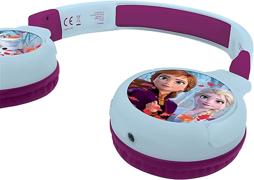 LEXIBOOK, Disney Frozen, 2-in-1 Bluetooth Headphones for Kids, stereo Wireless Wired, Kids safe for Boys Girls, Foldable, Adjustable, blue/purple, HPBT010FZ