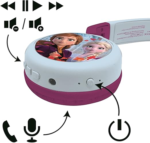 LEXIBOOK, Disney Frozen, 2-in-1 Bluetooth Headphones for Kids, stereo Wireless Wired, Kids safe for Boys Girls, Foldable, Adjustable, blue/purple, HPBT010FZ