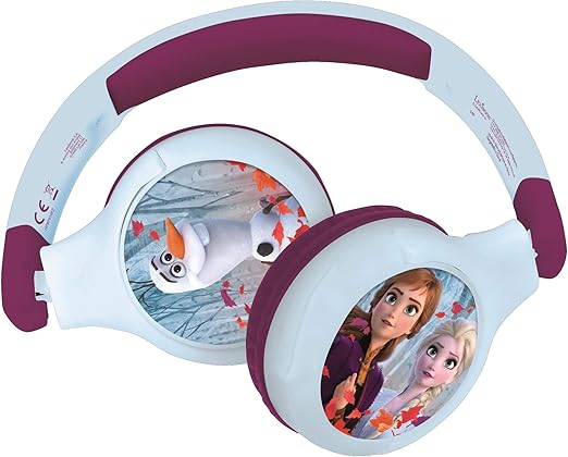 LEXIBOOK, Disney Frozen, 2-in-1 Bluetooth Headphones for Kids, stereo Wireless Wired, Kids safe for Boys Girls, Foldable, Adjustable, blue/purple, HPBT010FZ