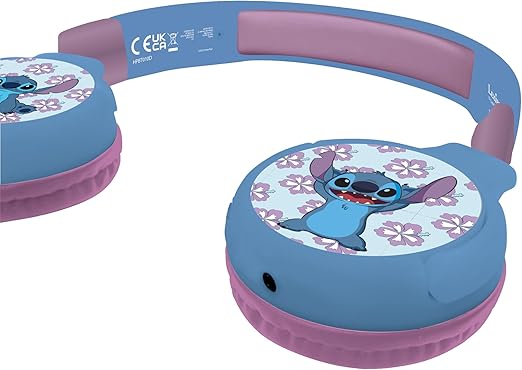LEXIBOOK - Disney Stitch - 2-in-1 Bluetooth & Wired Headphones with microphone and control button, Foldable and Ajustable, Long lasting rechargeable battery, HPBT010D
