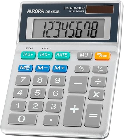 Aurora DB453B Semi-Desktop Calculator | 8-Digit Large Display