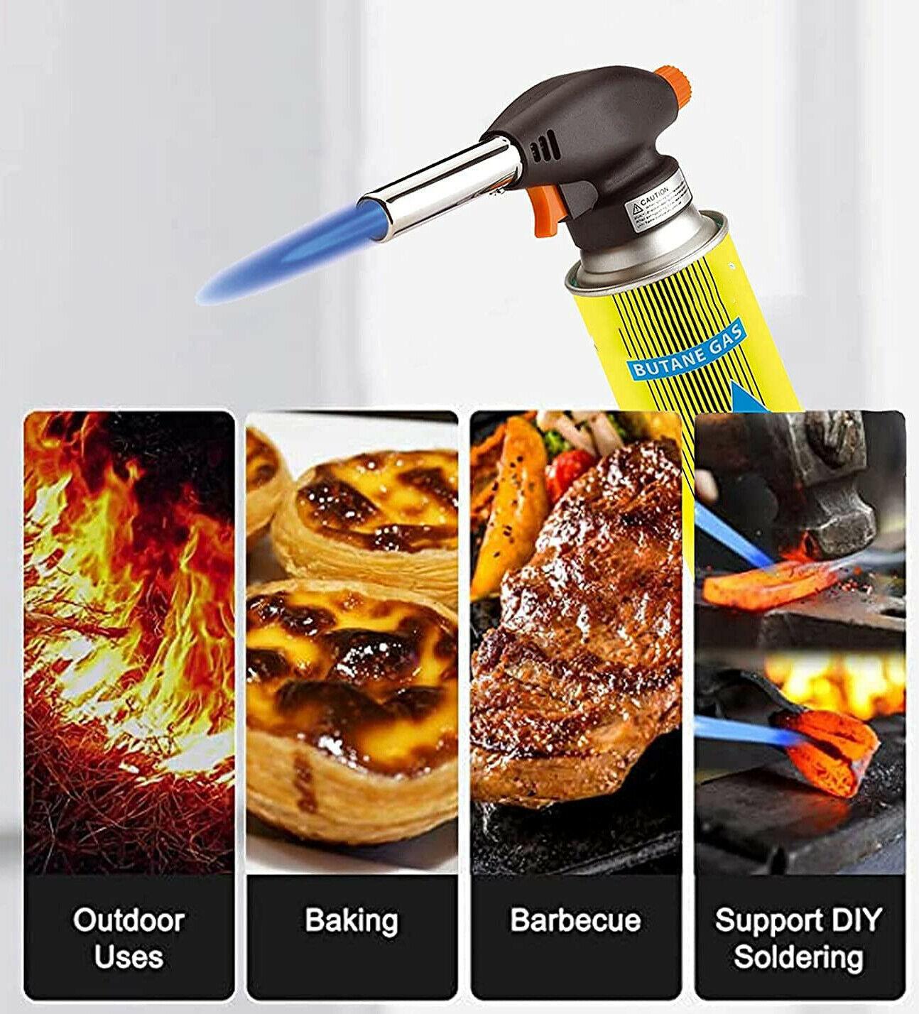 Multi-Purpose Gas Torch Head Butane Blow Kit Auto Ignition Camping Welding BBQ