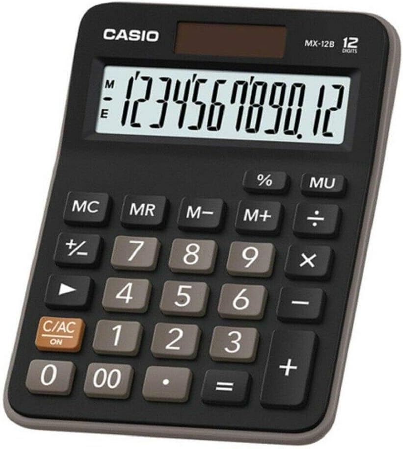 Casio MX-12B-BK Desk Calculator – 12-Digit Large Display, Office Essential
