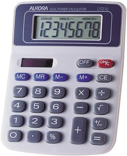 Aurora DT210 8-Digit Dual-Power Desk Calculator