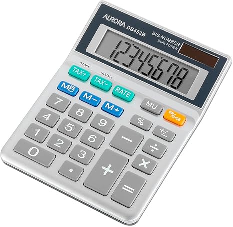 Aurora DB453B Semi-Desktop Calculator | 8-Digit Large Display