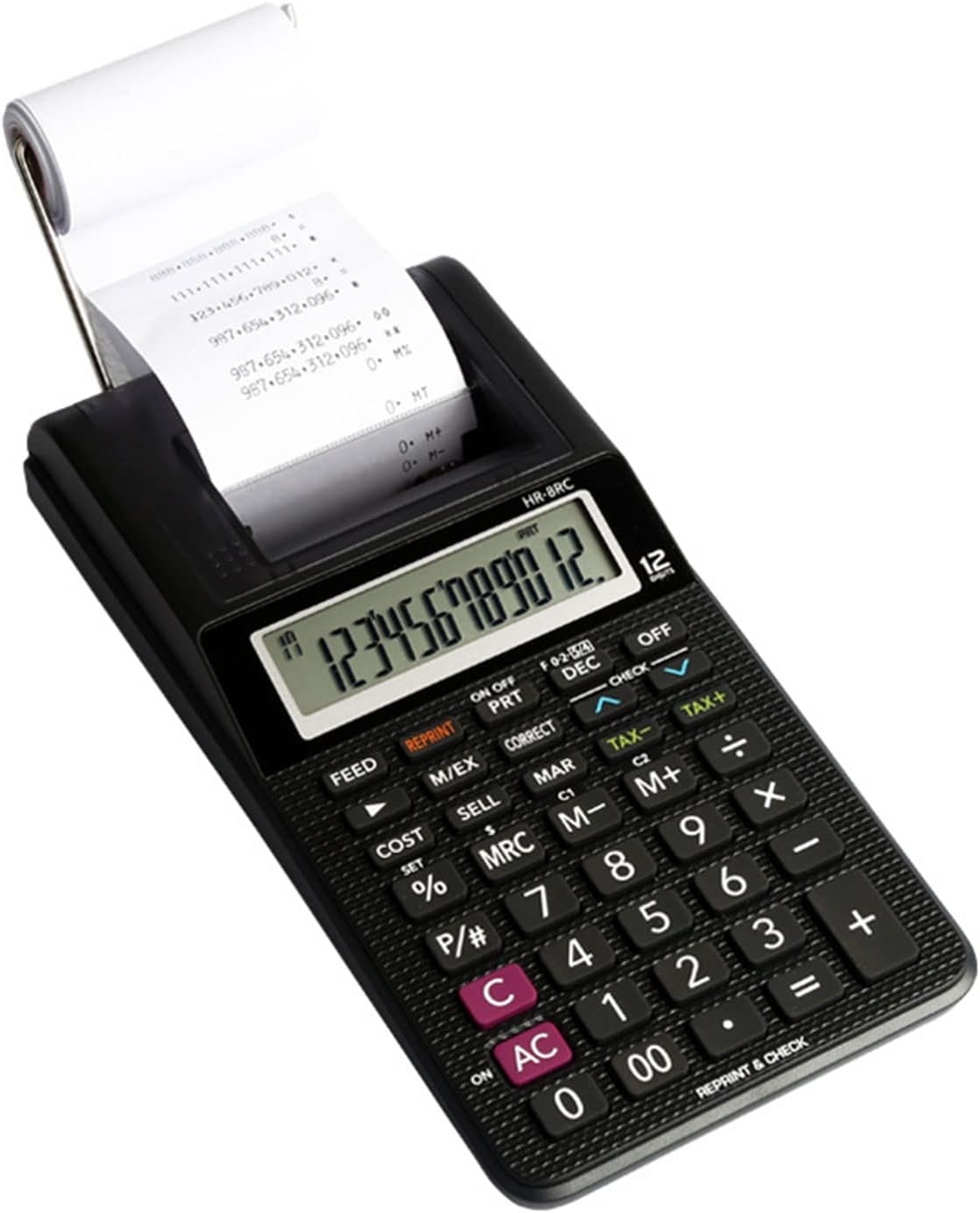 Casio HR-8RCE 12-Digit Mini Printing Calculator – Compact & Battery-Powered