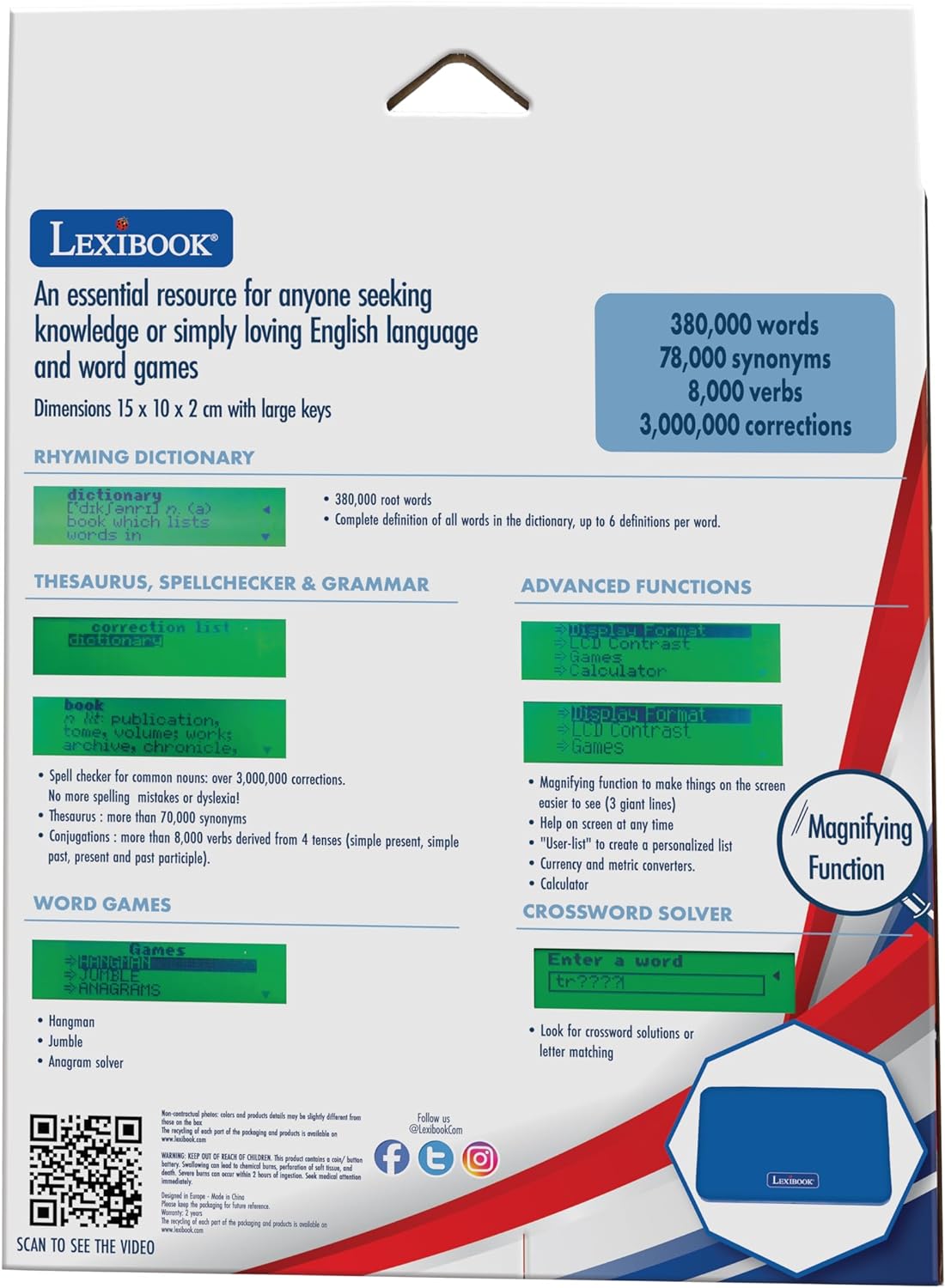 Lexibook D660EN English Electronic Dictionary with Thesaurus — Pocket Language Tool