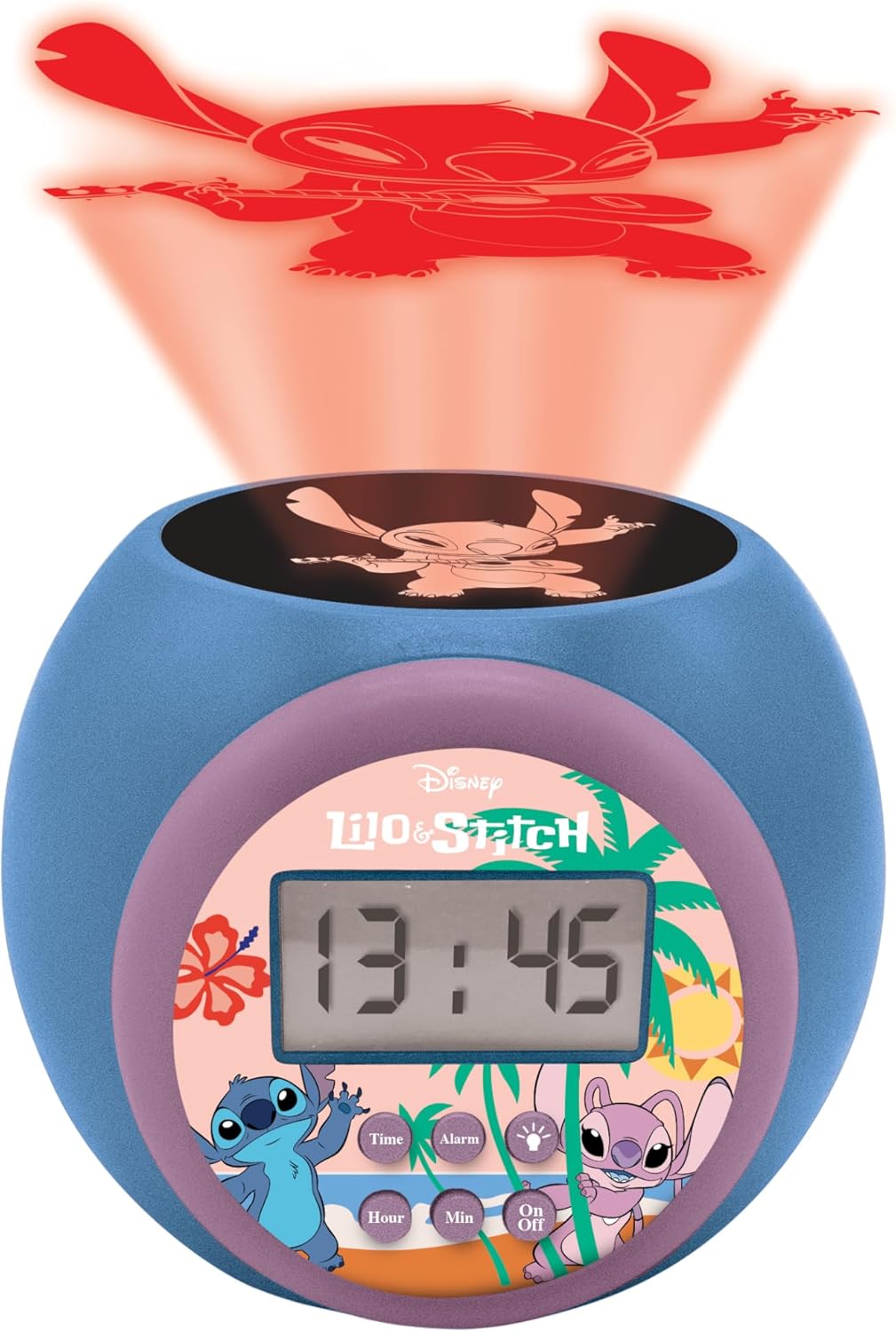 Lexibook Disney Stitch Projector Clock – Night Light & Alarm Function