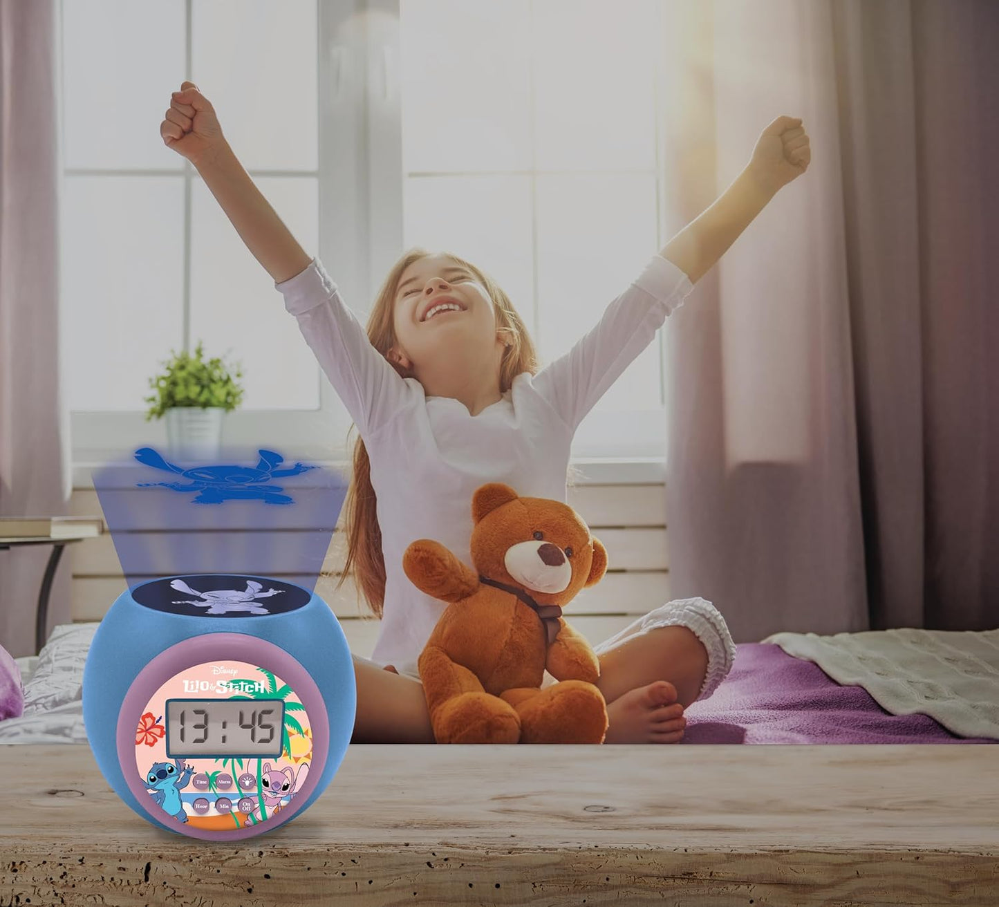 Lexibook Disney Stitch Projector Clock – Night Light & Alarm Function