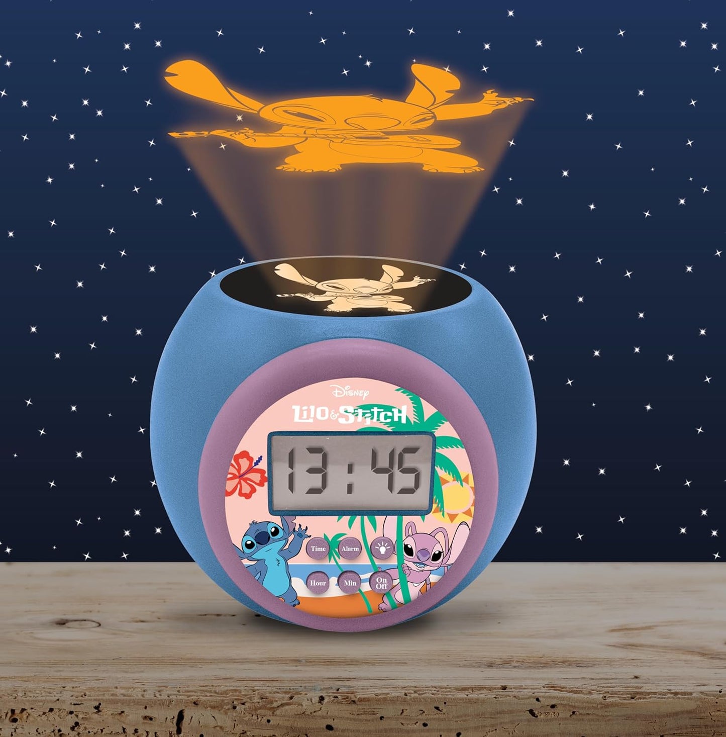 Lexibook Disney Stitch Projector Clock – Night Light & Alarm Function