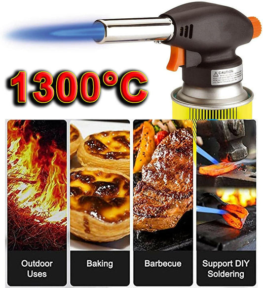 Multi-Purpose Gas Torch Head Butane Blow Kit Auto Ignition Camping Welding BBQ