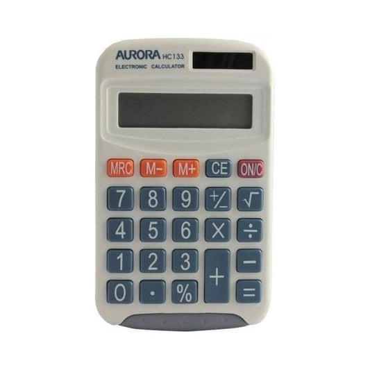 Aurora HC133 8-Digit Solar + Battery Handheld Calculator