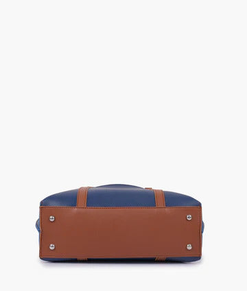 The Navigator Two-Tone Tote in Deep Sea Blue