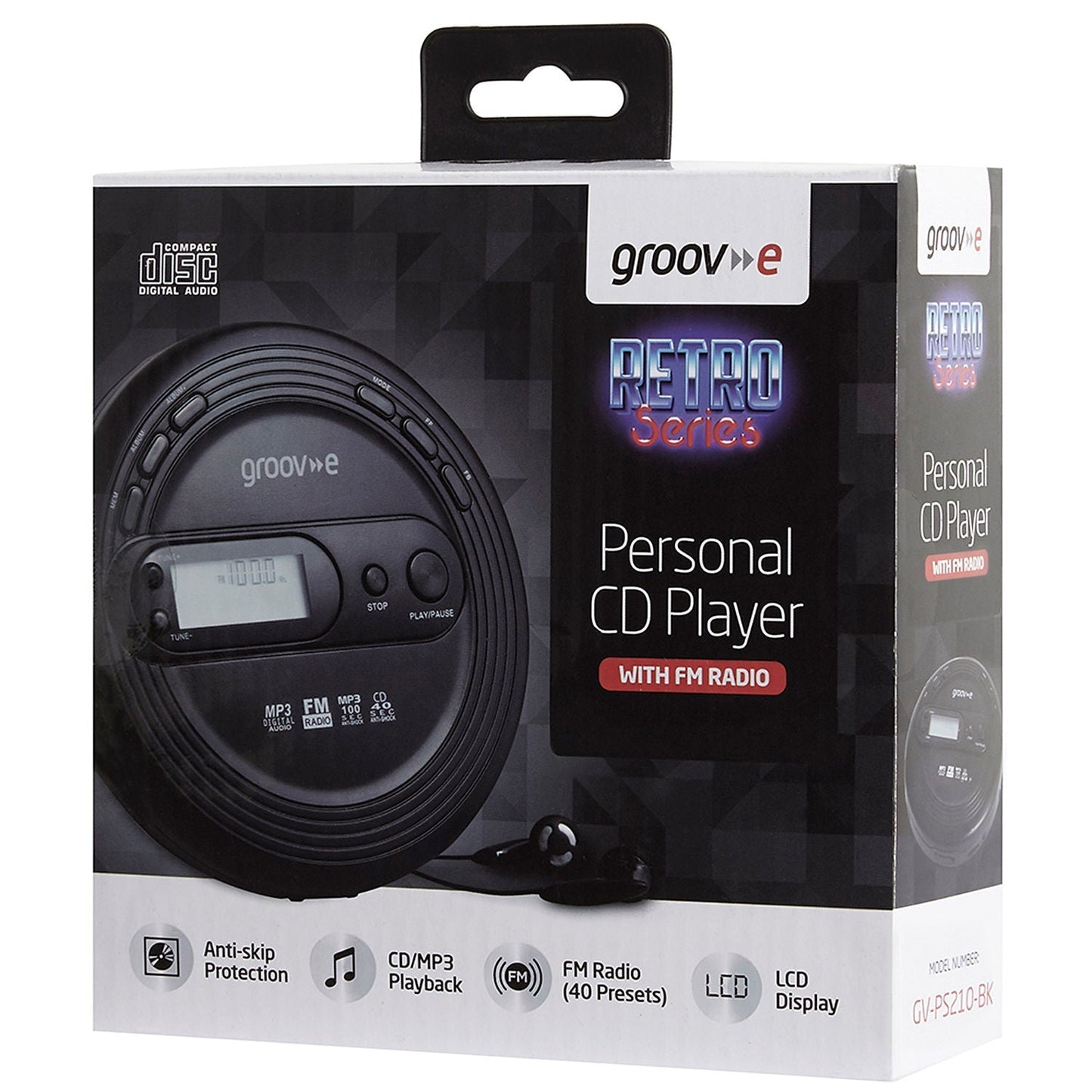 Groov-e™ Retro Personal CD Player with FM Radio