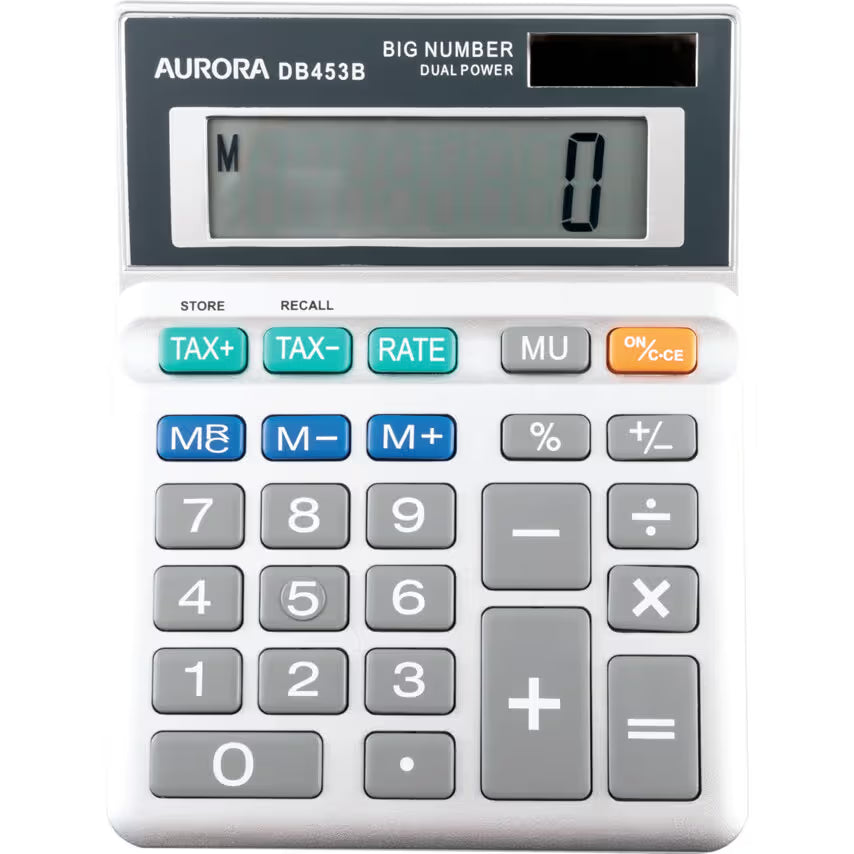 Aurora DB453B Semi-Desktop Calculator | 8-Digit Large Display