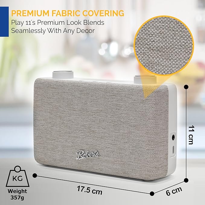 Roberts PLAY11 FM/DAB/DAB+ Digital Portable Radio, White