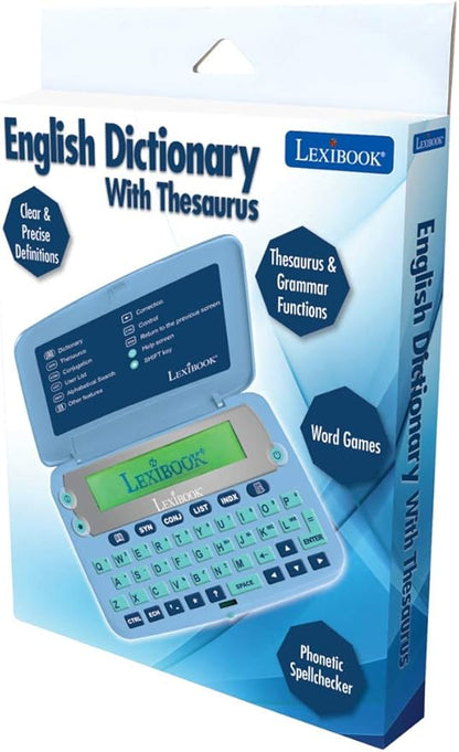 LEXIBOOK, The Collins English Dictionary, Definitions, Thesaurus, Grammar, Phonetic Spellchecker, with Battery, Blue/Grey, D650EN