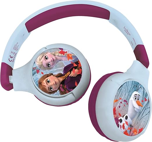 LEXIBOOK, Disney Frozen, 2-in-1 Bluetooth Headphones for Kids, stereo Wireless Wired, Kids safe for Boys Girls, Foldable, Adjustable, blue/purple, HPBT010FZ