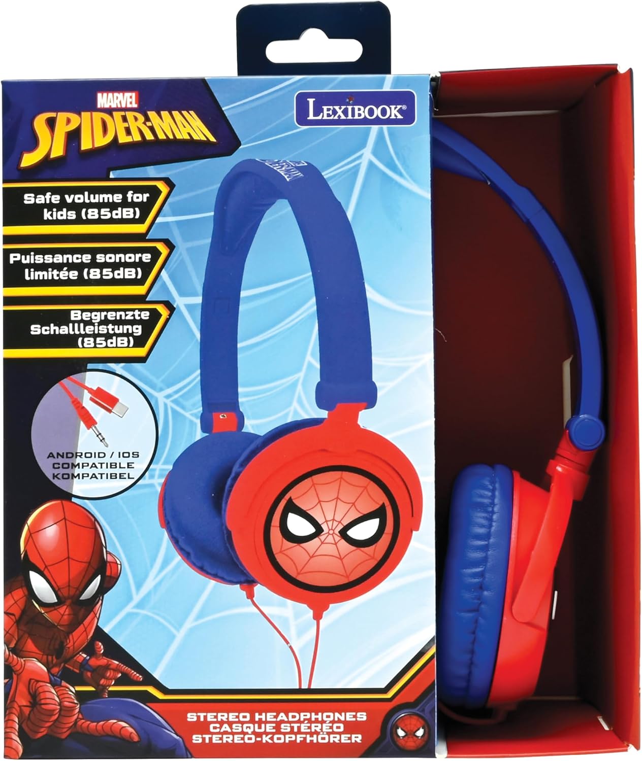 Lexibook HP010SP Spider-Man Wired Headphones | Safe Volume & Foldable Design