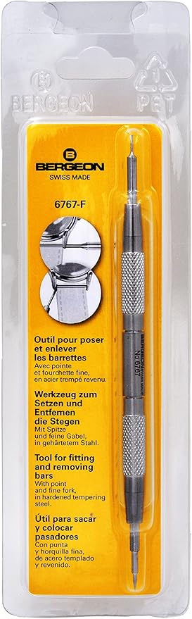 7767-F Watch Spring Bar Tool - Long Stainless Steel Handle with Replaceable Screw in Fine Tool End