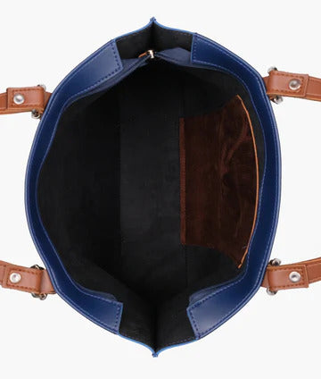 Zaqi Women's Navy Blue Two Tone Shoulder Tote Bag