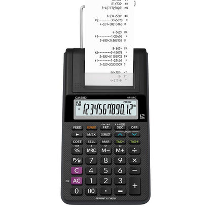 Casio HR-8RCE 12-Digit Mini Printing Calculator – Compact & Battery-Powered